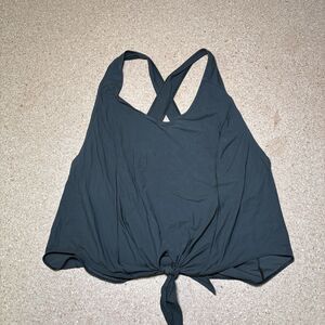 Lululemon Call It A Tie Crop Tank Womens Size L Cross Green Tie Front H3